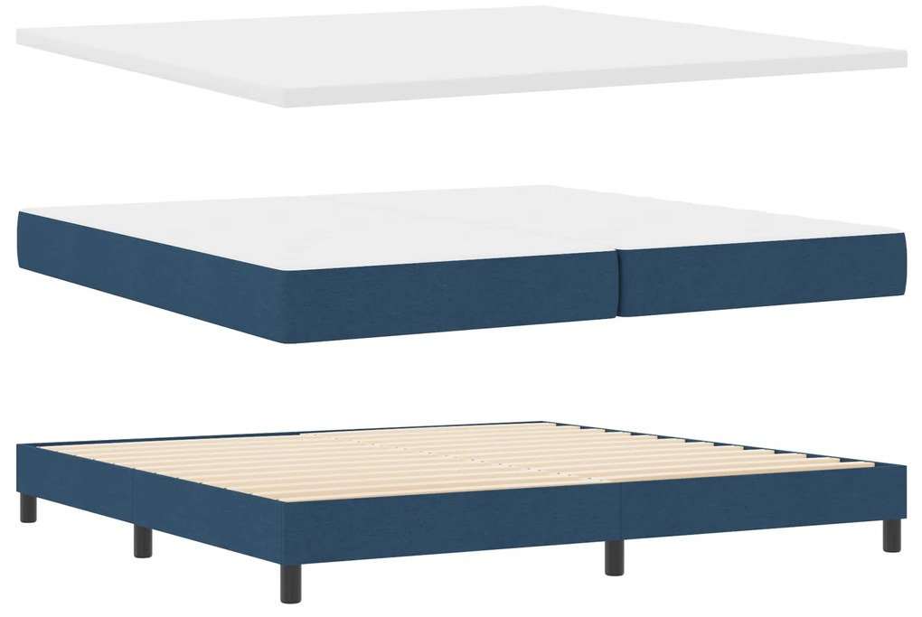 vidaXL Κρεβάτι Box Spring με Στρώμα Μπλε 200x200 εκ Υφάσματος