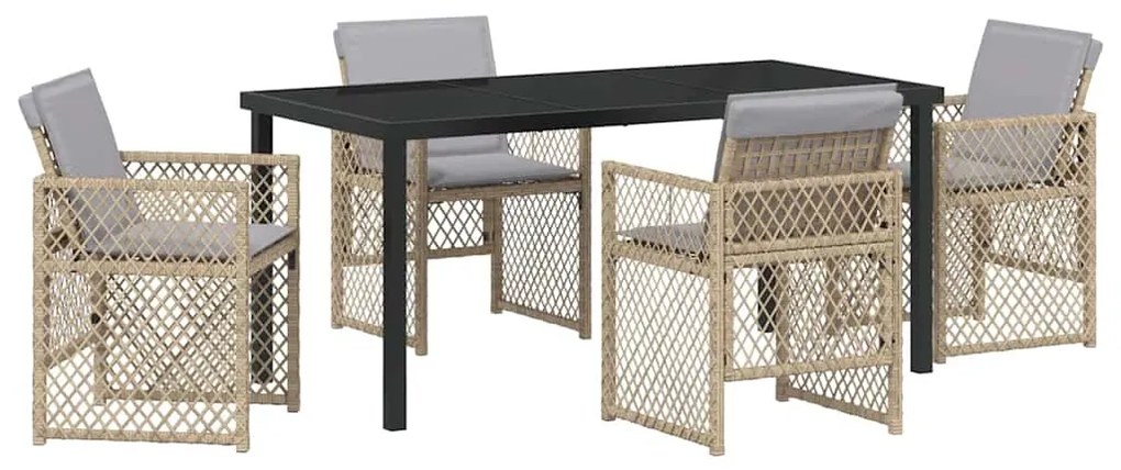 vidaXL Σέτ φαγητού για κήπο 5 pcs Μπεζ συνθετικό ρατάν