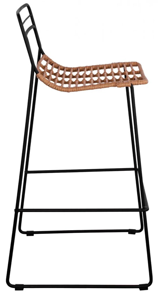 Σκαμπό Μπαρ ALLEGRA C5642 Μεταλλικό με Μπέζ Wicker 48x53x100 εκ. 48x53x100 εκ.