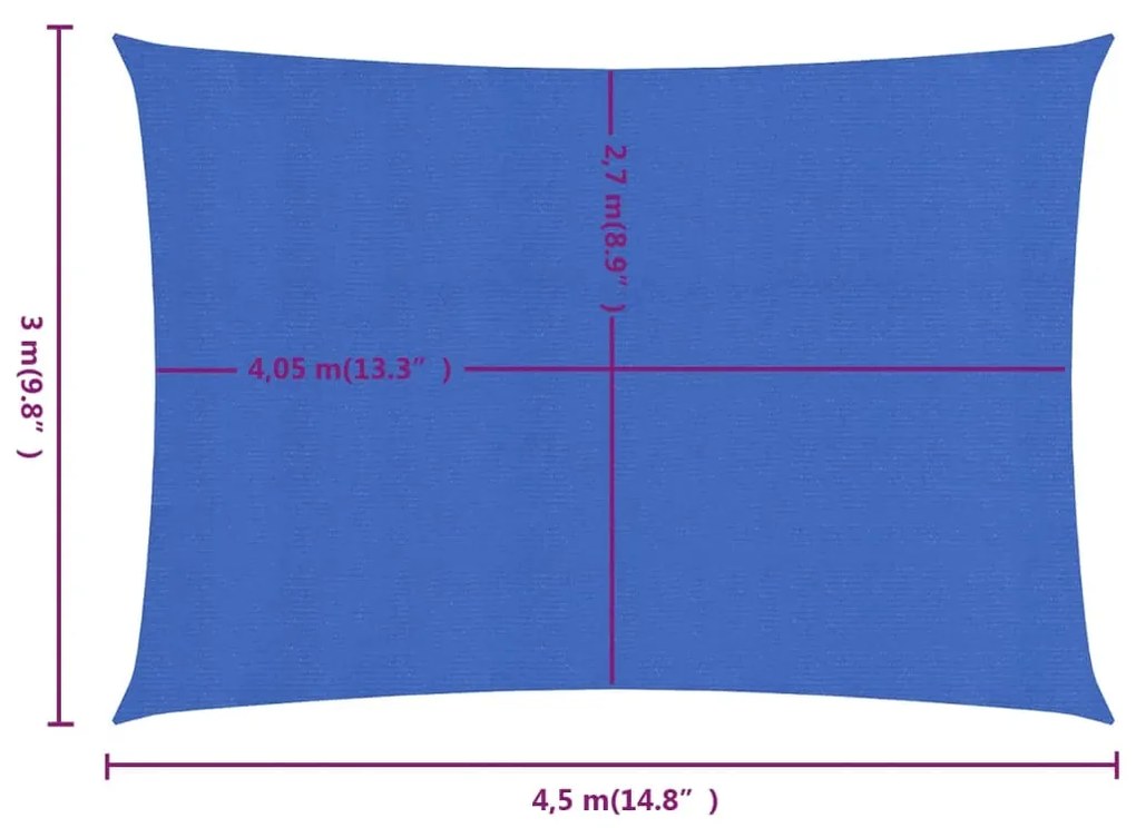 ΠΑΝΙ ΣΚΙΑΣΗΣ ΟΡΘΟΓΩΝΙΟ ΜΠΛΕ 3X4,5 Μ. ΑΠΟ HDPE 160 ΓΡ/Μ² 311513