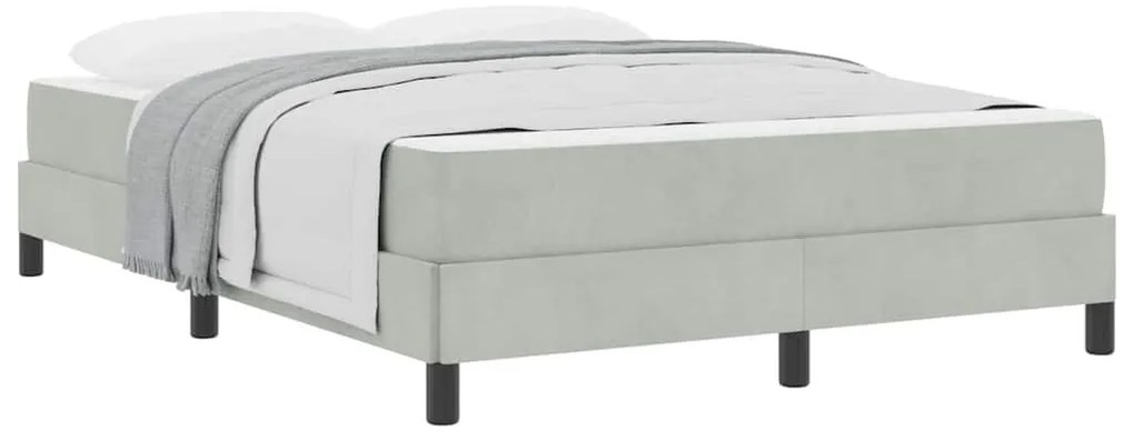 vidaXL Κρεβάτι box spring με στρώμα Ανοιχτό γκρι 160 x 200 cm Βελούδο