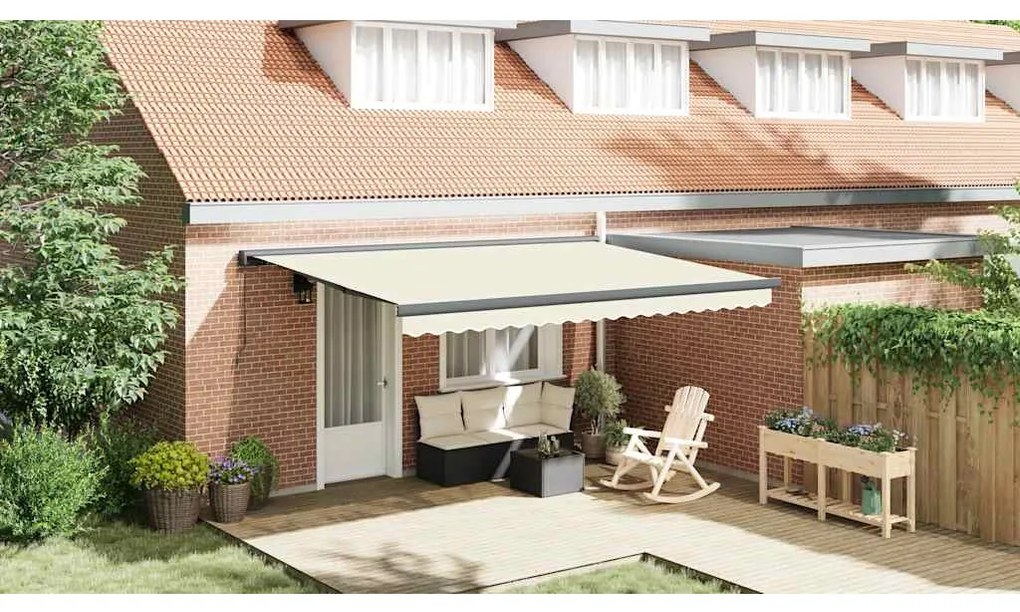 vidaXL Τέντα Πτυσσόμενη Κρεμ 4 x 3 μ. Ύφασμα και Αλουμίνιο