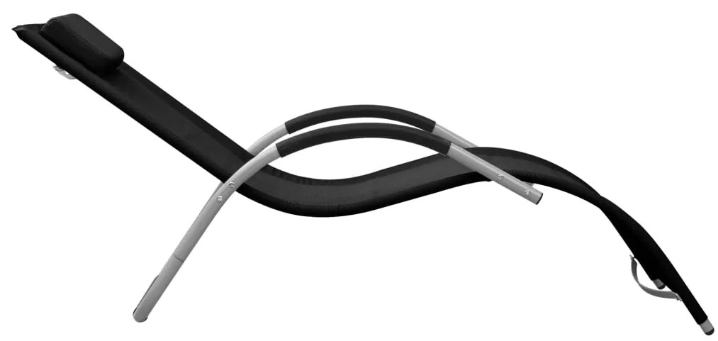 vidaXL Ξαπλώστρα Μαύρη / Γκρι από Textilene