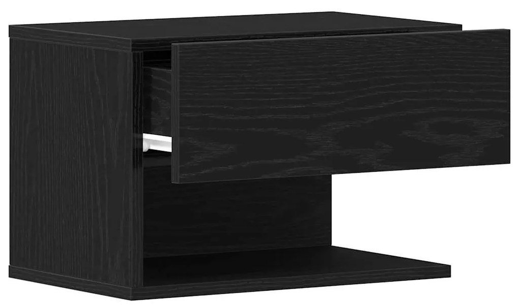 vidaXL Κομοδίνο 2 pcs Μαύρη Οξυά 46 x 30 x 30 εκ Επεξεργασμένο ξύλο