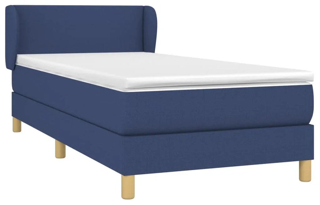 Κρεβάτι Boxspring με Στρώμα Μπλε 80x200 εκ. Υφασμάτινο - Μπλε