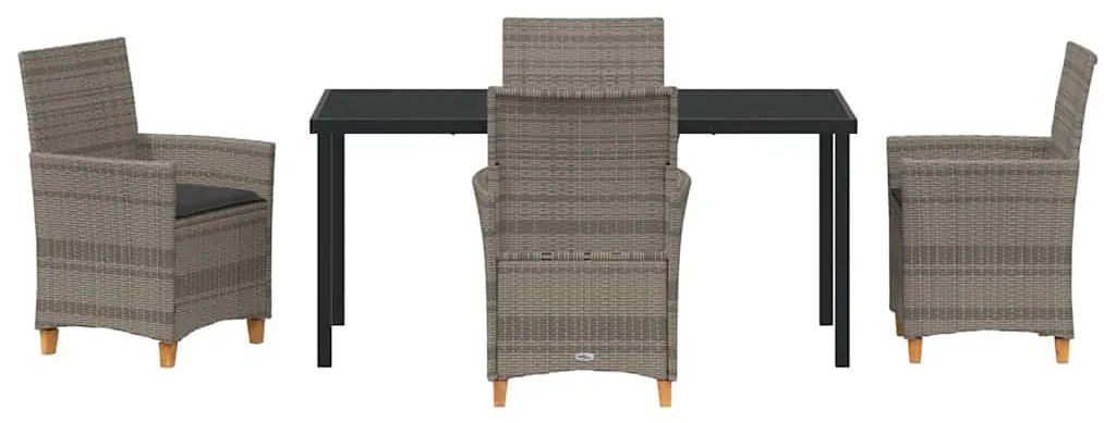 vidaXL Σέτ φαγητού για κήπο 5 pcs Γκρι συνθετικό ρατάν