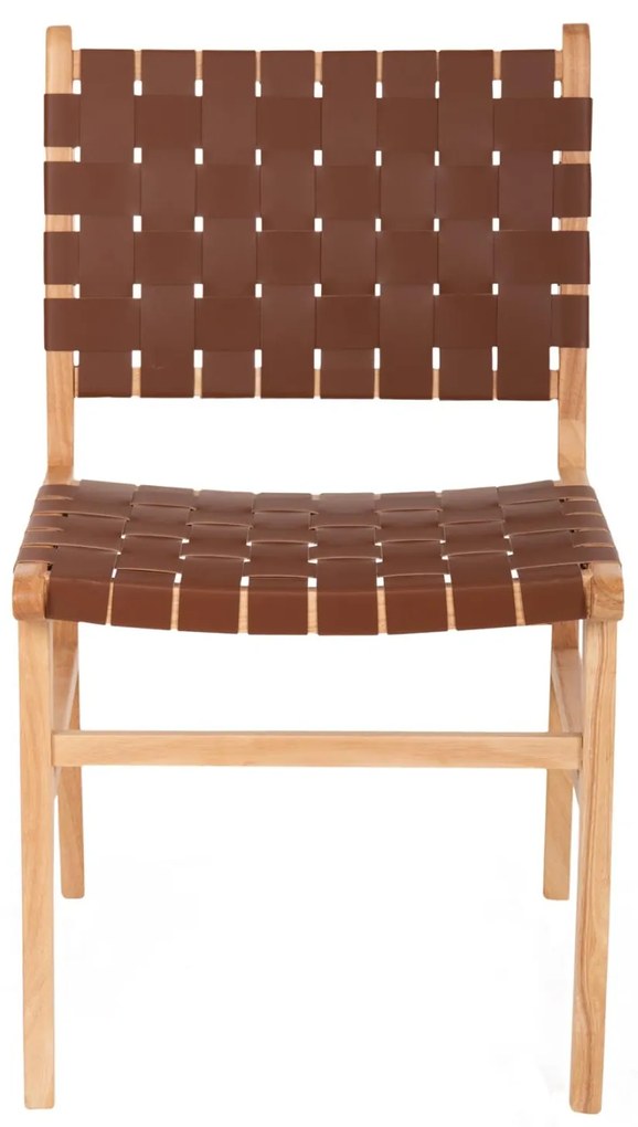 Καρέκλα FELIPE Ξύλο Τοοn με Καφέ PU 49x59x86Yεκ. 49x59x86 εκ.