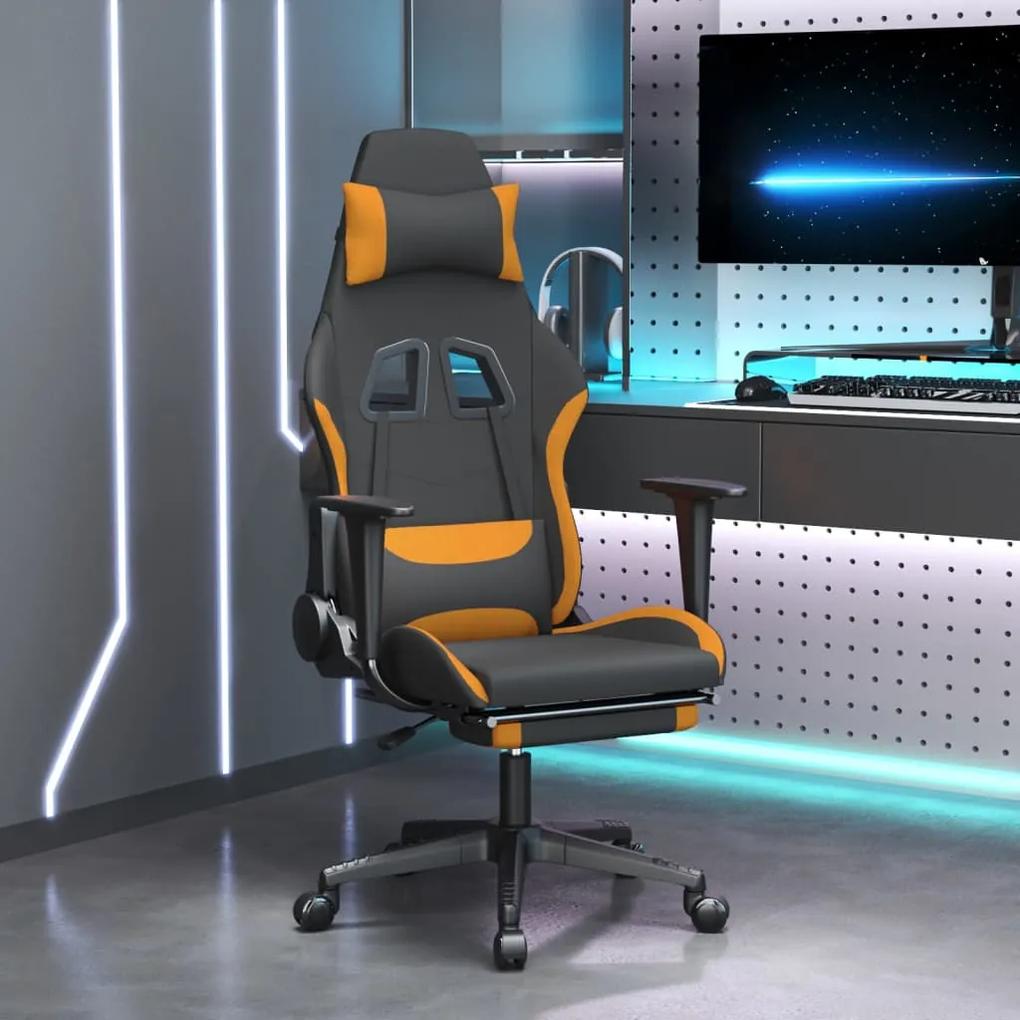 Καρέκλα Μασάζ Gaming Μαύρο/Πορτοκαλί Ύφασμα με Υποπόδιο
