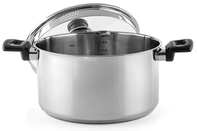 Κατσαρόλα Luigi Ferrero Sophia FR-3406, 26x14 cm, 7 l, Ατσάλι 18/10, Γυάλινο καπάκι, Επαγωγή, Inox