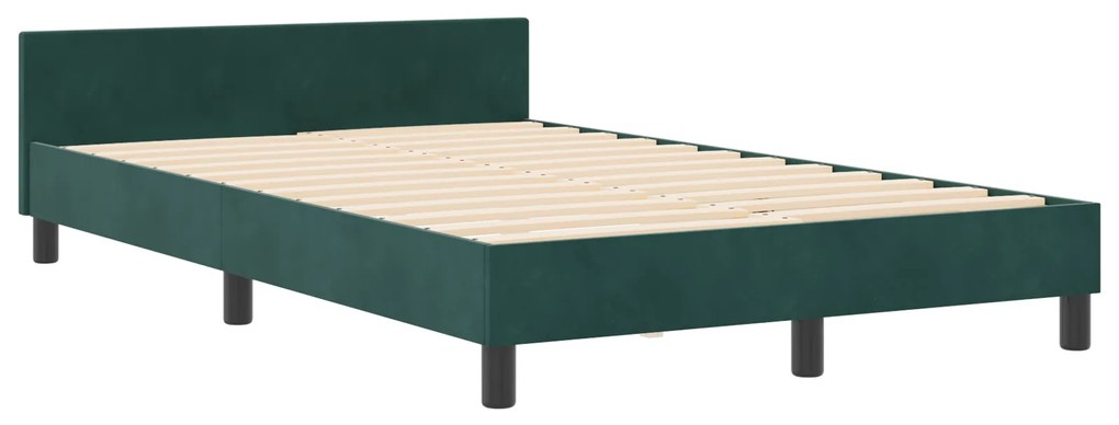 vidaXL Σκελετός Κρεβατιού Σκούρο πράσινο 120 x 190 cm Βελούδο