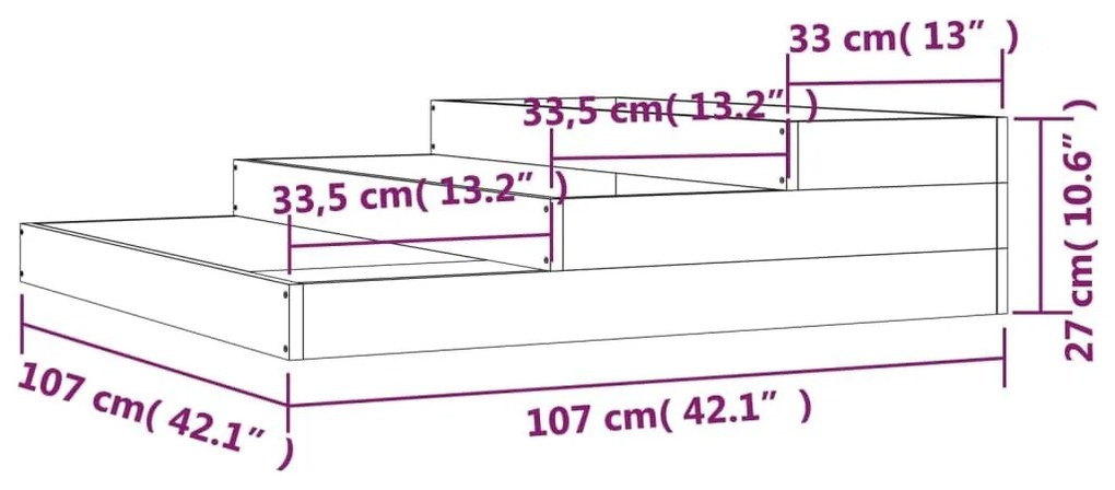 Ζαρντινιέρα 107 x 107 x 27 εκ. από Μασίφ Ξύλο Ψευδοτσούγκας - Καφέ