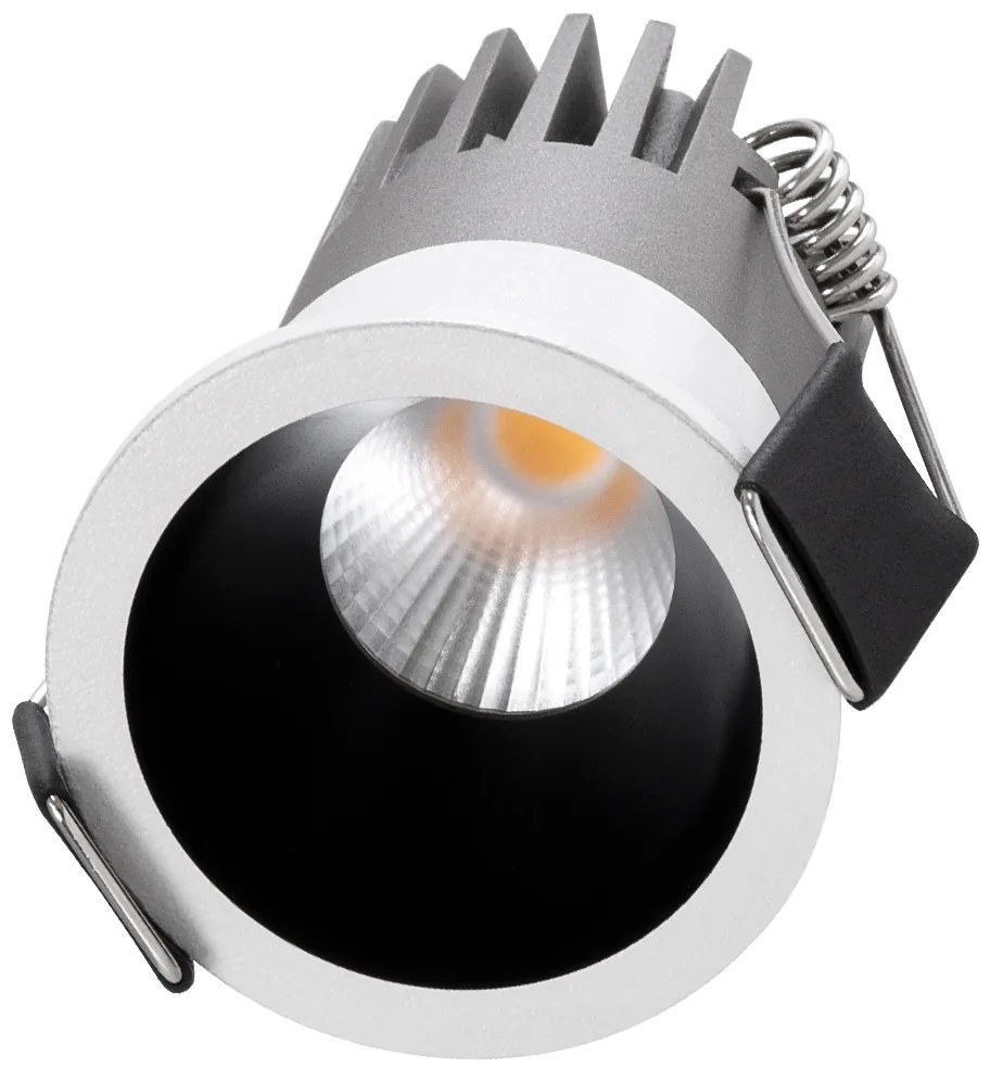 GloboStar® MICRO-S 60235 Χωνευτό LED Spot Downlight TrimLess Φ4cm 5W 625lm 38° AC 220-240V IP20 Φ4 x Υ5.9cm - Στρόγγυλο - Λευκό με Μαύρο Κάτοπτρο - Θερμό Λευκό 2700K - Bridgelux COB - 5 Years Warranty