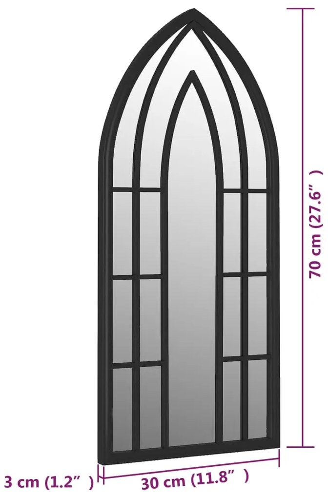 vidaXL Καθρέφτης Κήπου για Εξ. Χώρους Μαύρος 70 x 30 εκ. από Σίδερο