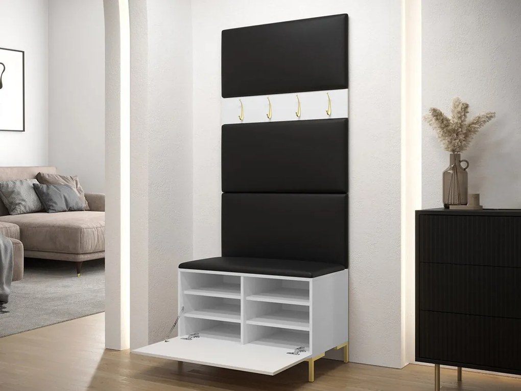 Σετ διαδρόμου Hartford F102, 196x84x46cm, 32 kg, Άσπρο, Ταπισερί, Πλαστικοποιημένη μοριοσανίδα, Εντοιχισμένη, Τοίχου | Epipla1.gr