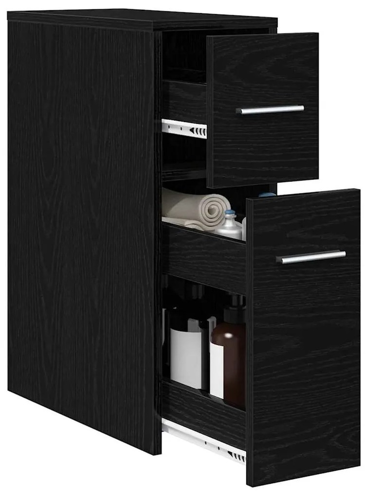 vidaXL Λεπτός ντουλάπι μπάνιου Μαύρη δρυς 22 x 44 x 61.5 εκ