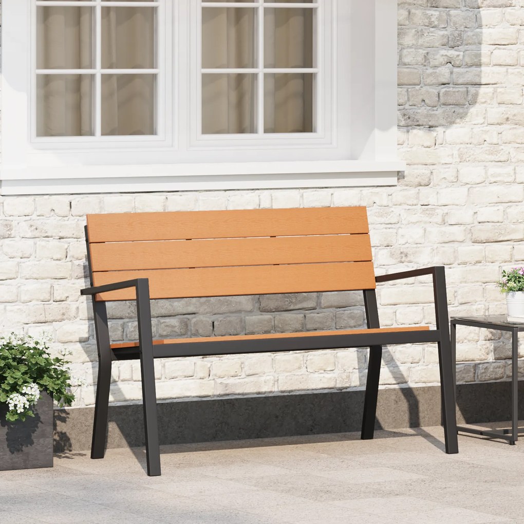 vidaXL Παγκάκι κήπου Καφέ 118 x 54 x 77 εκ. Ατσάλι