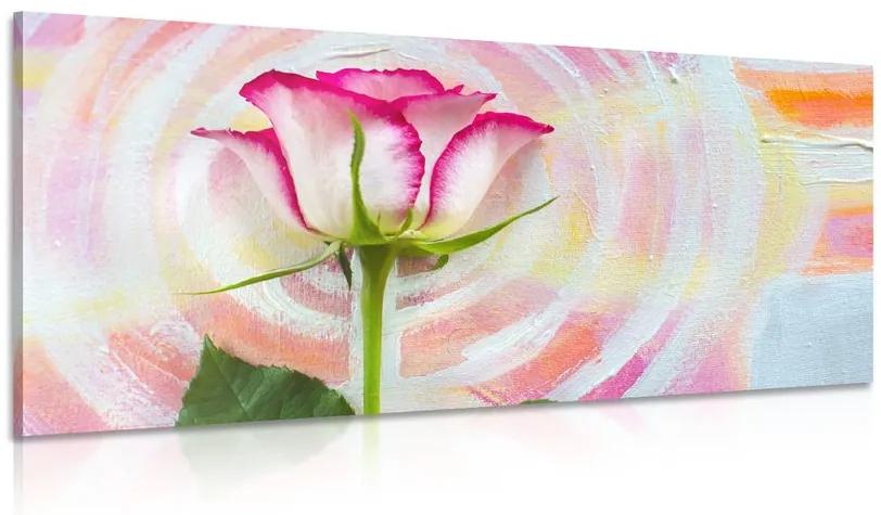 Εικόνα ενός δίχρωμου τριαντάφυλλου σε καμβά ουράνιου τόξου - 100x50