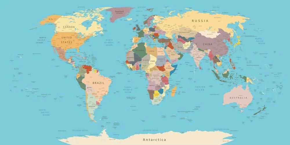 Εικόνα στον παγκόσμιο χάρτη φελλού με ονόματα - 100x50  color mix