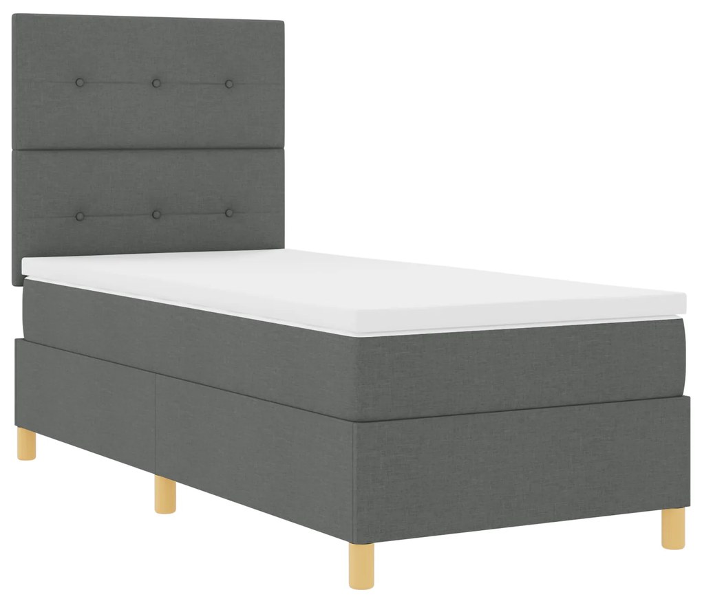 vidaXL Κρεβάτι Box Spring με Στρώμα Σκούρο Γκρι 90x200 εκ. Υφάσματος