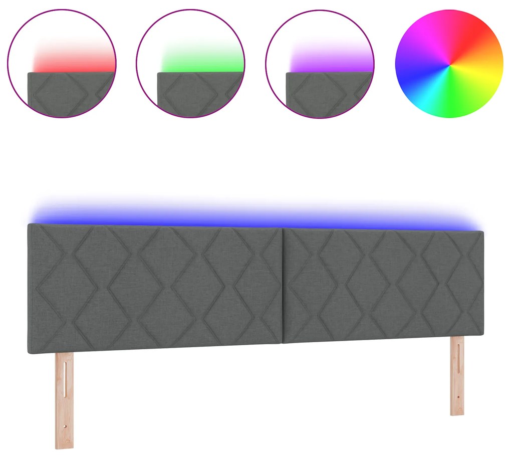 vidaXL LED Κεφαλάρι με Σχέδιο Διαμαντιών Σκούρο Γκρι 180 εκ. Υφασμάτινο