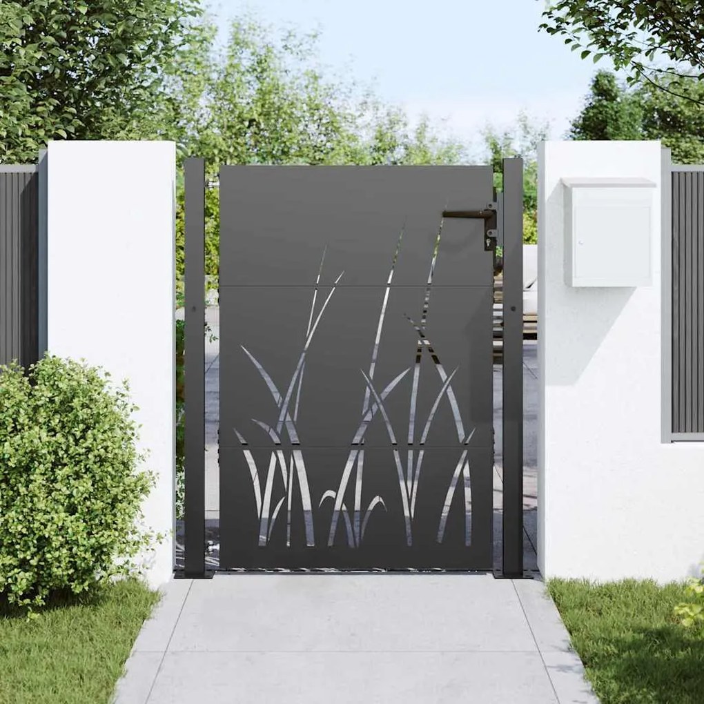 vidaXL Πύλη Κήπου Μαύρο 105 x 125 cm Ατσάλι με Επικάλυψη Πούδρας