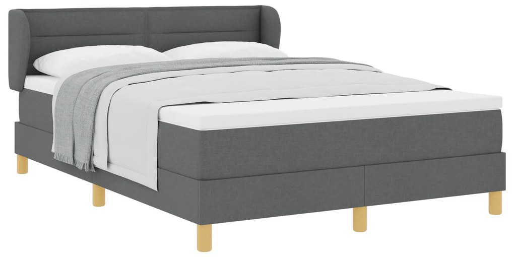 vidaXL Κρεβάτι με Στρώμα Dark Grey 160x200 cm Υφασμάτινο