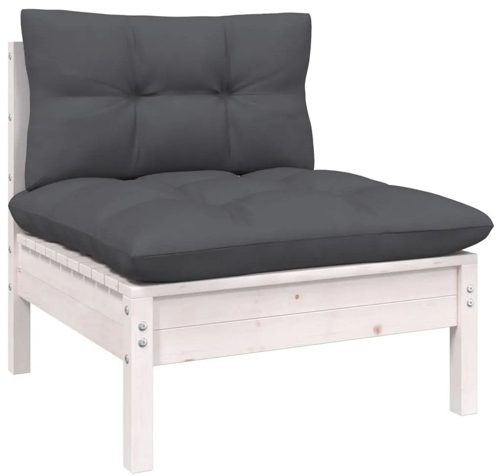 vidaXL Σαλόνι Κήπου Σετ 12 Τεμαχίων Λευκό Ξύλο Πεύκου & Μαξιλάρια