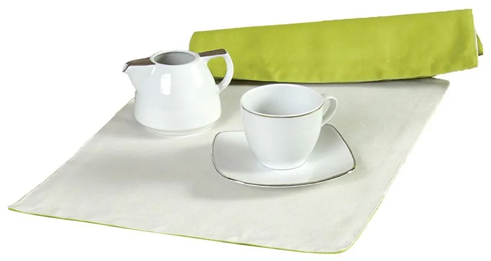 Σουπλά 590 (Σετ 4τμχ) Ecru-Light Green Viopros 32x45cm 100% Βαμβάκι