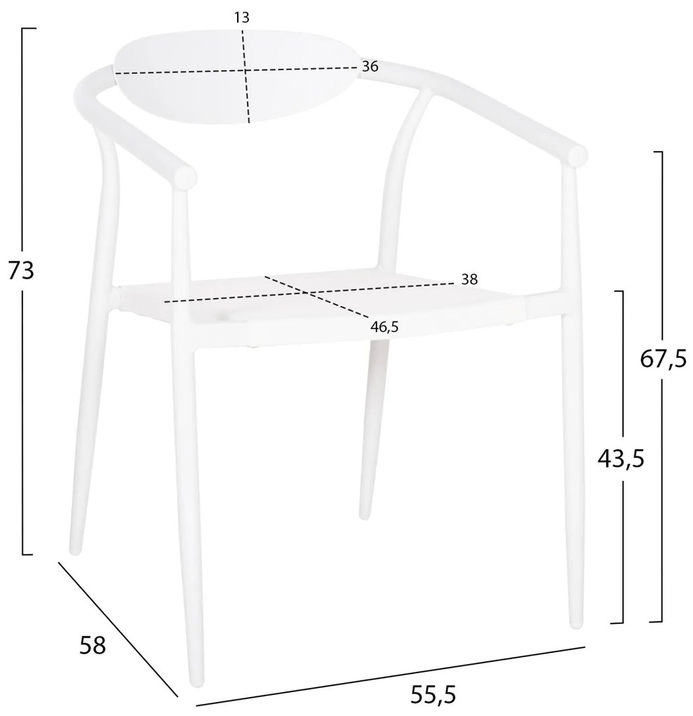 Καρέκλα - Πολυθρόνα SERLY C6052.01 Λευκή Αλουμινίου με Λευκό Textiline 56x61x74,5Yεκ 56x61x74.5 εκ.