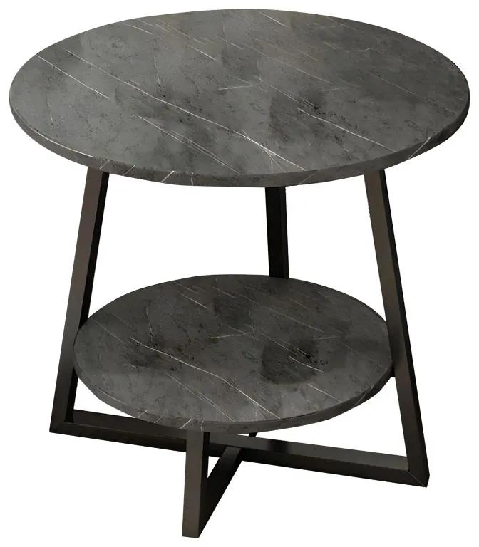 Τραπέζι σαλονιού Rota MDF ανθρακί μαρμάρου-μαύρο Φ60x60cm Model: 072-000061
