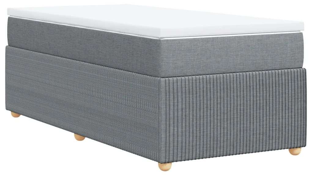 vidaXL Κρεβάτι Boxspring με Στρώμα Ανοιχτό Γκρι 90x190 εκ. Υφασμάτινο