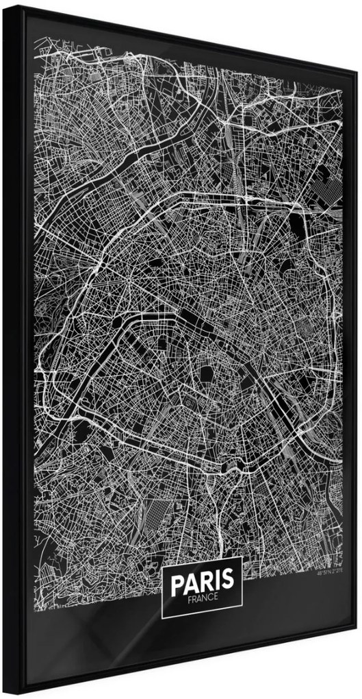 Αφίσα - City Map: Paris (Dark) - 20x30 - Μαύρο - Χωρίς πασπαρτού