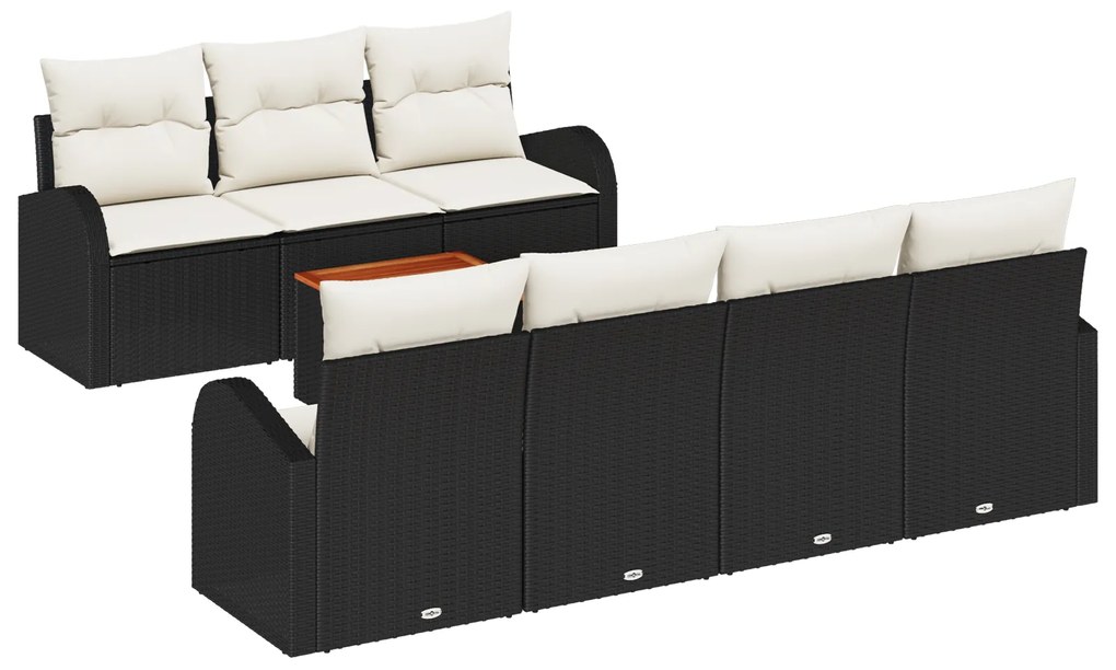vidaXL Σετ καναπέδων κήπου 8 pcs Μαύρος, λευκός Μεγάλο