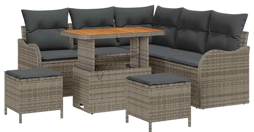 vidaXL Σετ Καναπέ Κήπου με μαξιλάρι 8 pcs Γκρι 90 x 55 x 71 cm