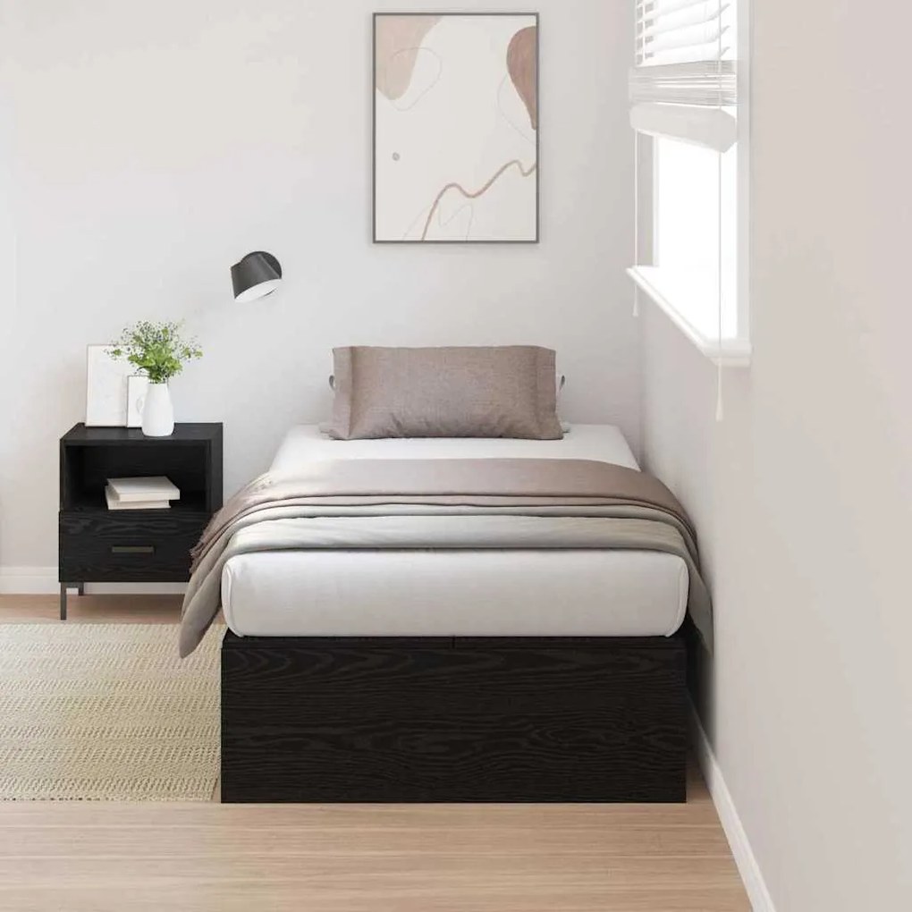 vidaXL Κρεβάτι Αποθήκευσης Μαύρη Δρυς 75x190 cm. Επεξεργασμένο ξύλο που προσφέρει αντοχή και στυλ.
