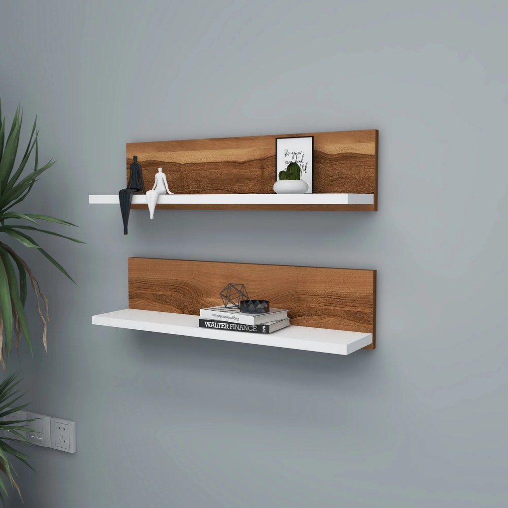 Ράφι Τοίχου Καρυδί / Λευκό POCELAR 60x13x15
