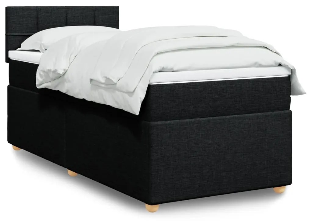 vidaXL Κρεβάτι Boxspring με Στρώμα Μαύρο 80 x 200 εκ. Υφασμάτινο