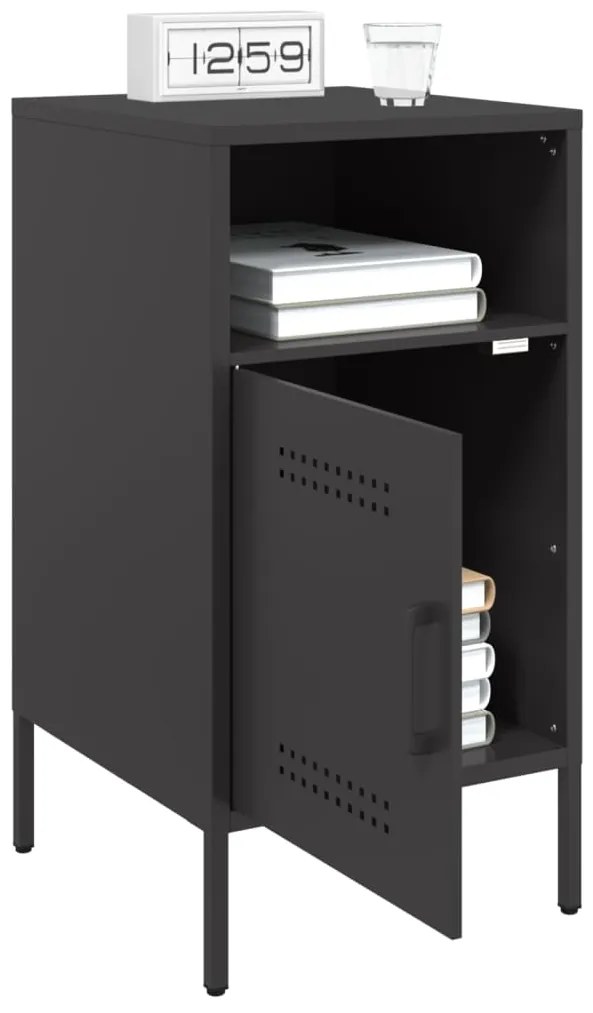 vidaXL Κομοδίνο Μαύρο 36x39x68 εκ. από Χάλυβα