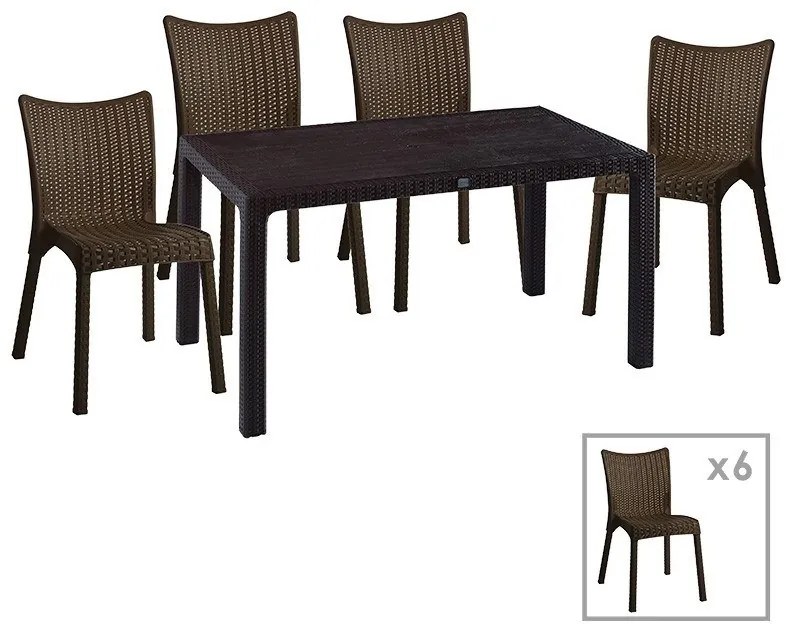 Τραπεζαρία Κήπου Explore-Confident 253-000048 (Σετ 7Τμχ) Coffee 7 Θέσεων