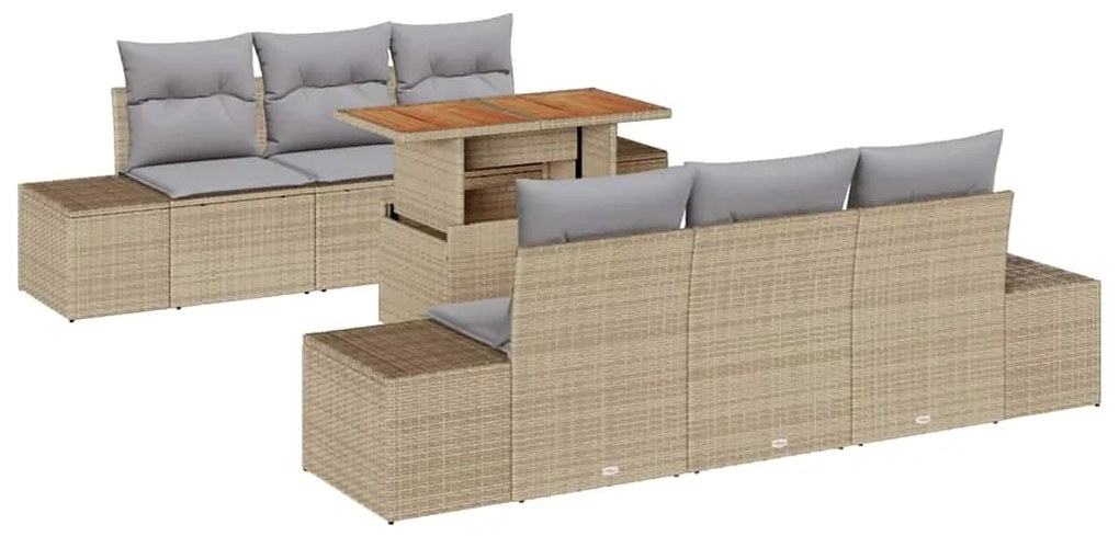 vidaXL Σέτ φαγητού για κήπο 7 pcs Μπεζ, Γκρι 100 x 55 x 73 εκ