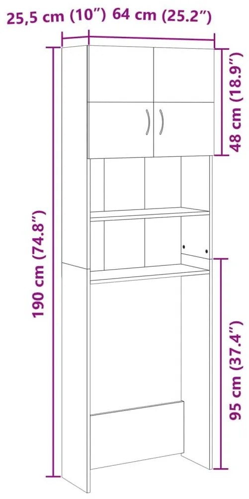 Ντουλάπι Πλυντηρίου Χρώμα Sonoma Δρυς 64x25,5x190εκ Επεξ. Ξύλο