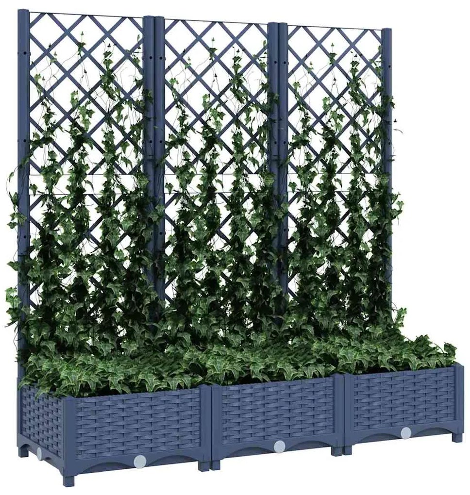 vidaXL Ζαρντινιέρα Κήπου με Καφασωτό Μπλε Γκρι 120x40x121,5εκ από PP