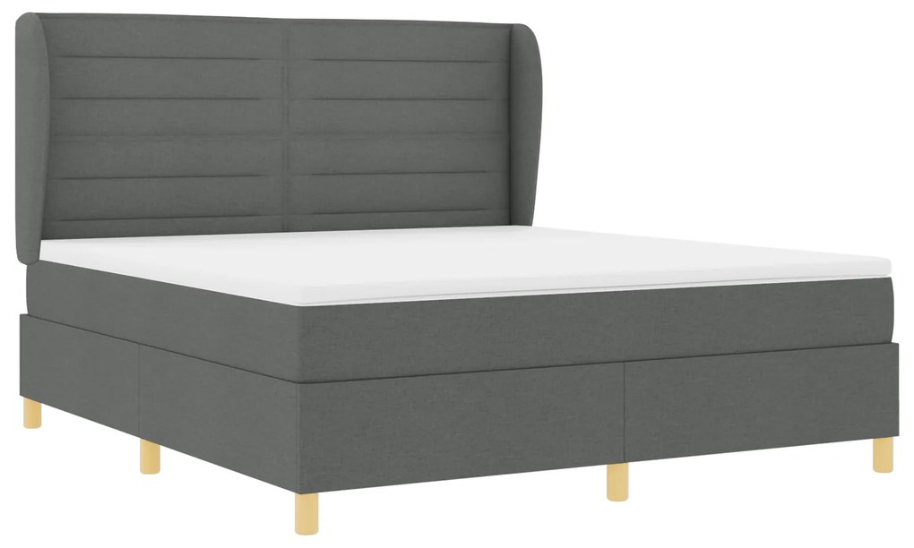 vidaXL Κρεβάτι Box Spring με Στρώμα σε Σκούρο Γκρι, 180x200 εκ Ύφασμα