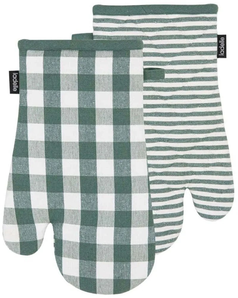 Γάντια Κουζίνας Eco Gingham (Σετ 2Τμχ) 40725 18x33cm Green Ladelle Polyester,Cotton