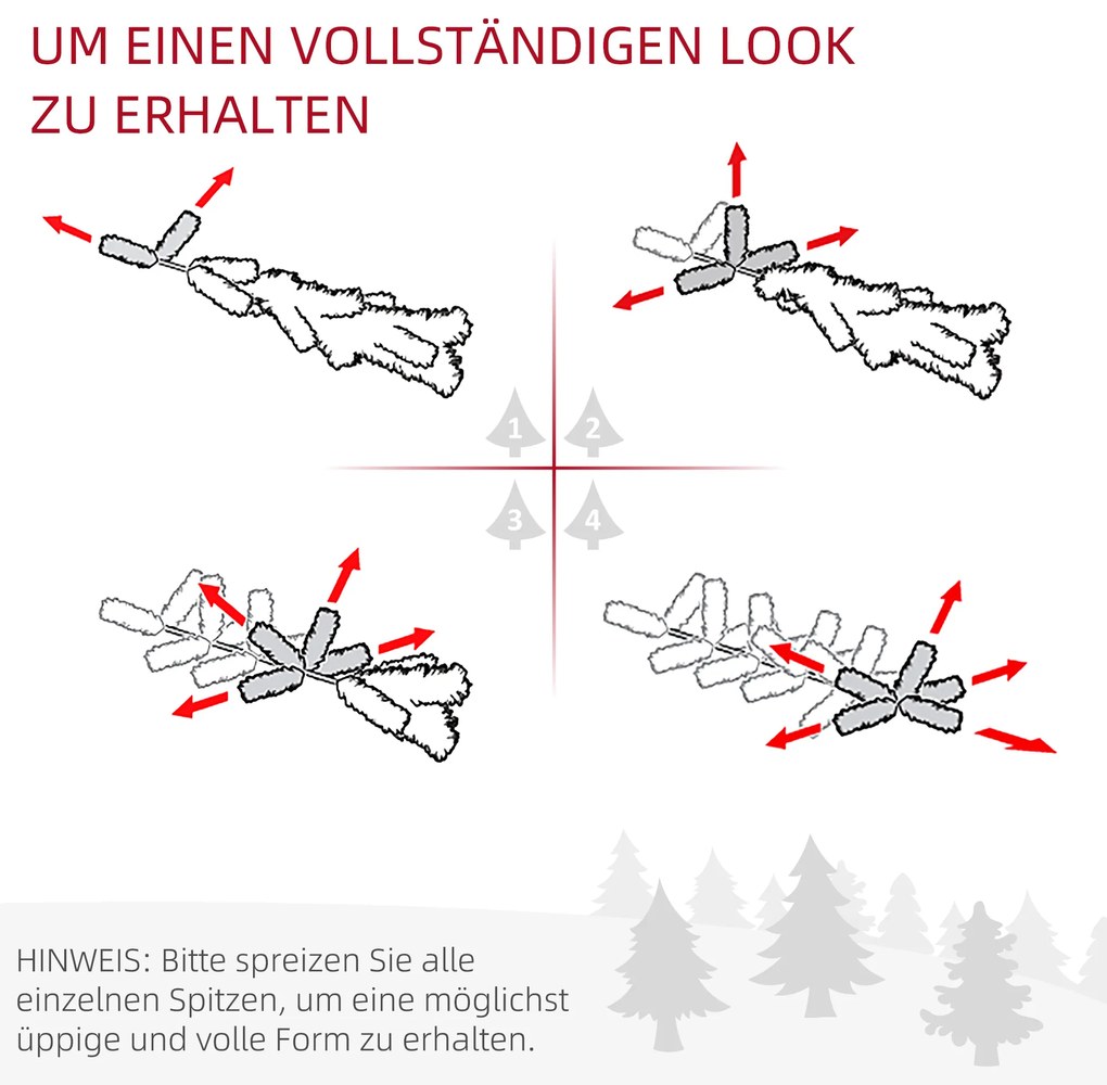 HOMCOM Χριστουγεννιάτικο δέντρο, τεχνητό πεύκο, χριστουγεννιάτικο δέντρο, με βάση, αστέρι, 1,8 m, πράσινο