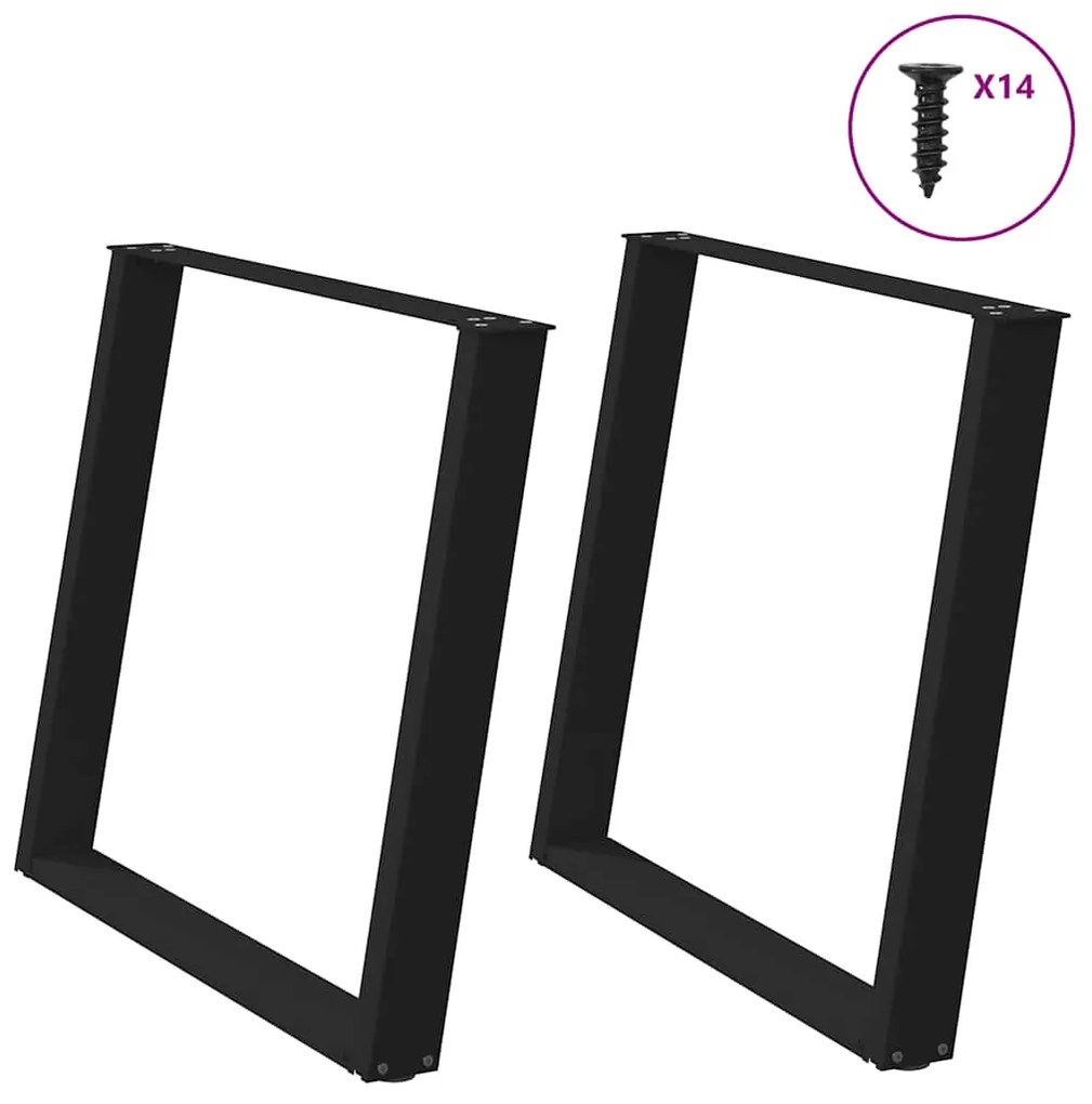 vidaXL Πόδια Τραπεζαρίας σε Σχήμα U 2 τεμ. Μαύρο 100x(72-73) εκ. Ατσάλι