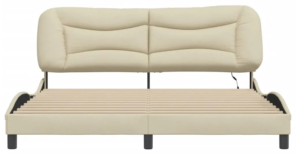 vidaXL Πλαίσιο κρεβατιού με LED χωρίς στρώμα Hvar Κρέμα 180x200 cm Ύφασμα