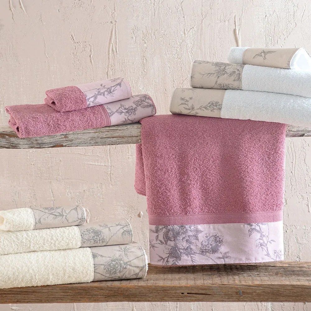 Πετσέτες Aurora Σε Κουτί (Σετ 3τμχ) Pomegranate-Pink Ρυθμός Towels Set 70x140cm 100% Πενιέ Βαμβάκι