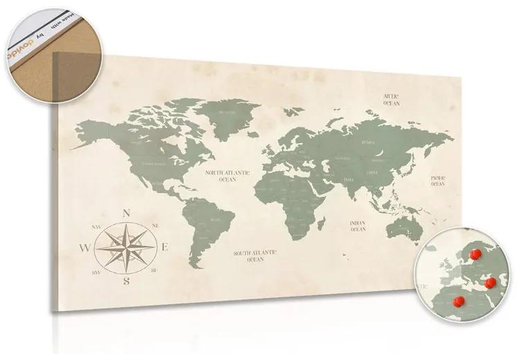 Εικόνα στο φελλό ενός αξιοπρεπούς παγκόσμιου χάρτη - 90x60  flags