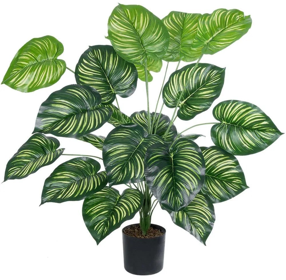 Τεχνητό Φυτό Calathea 20922 Φ70x80cm Green-Yellow GloboStar Πολυαιθυλένιο,Ύφασμα